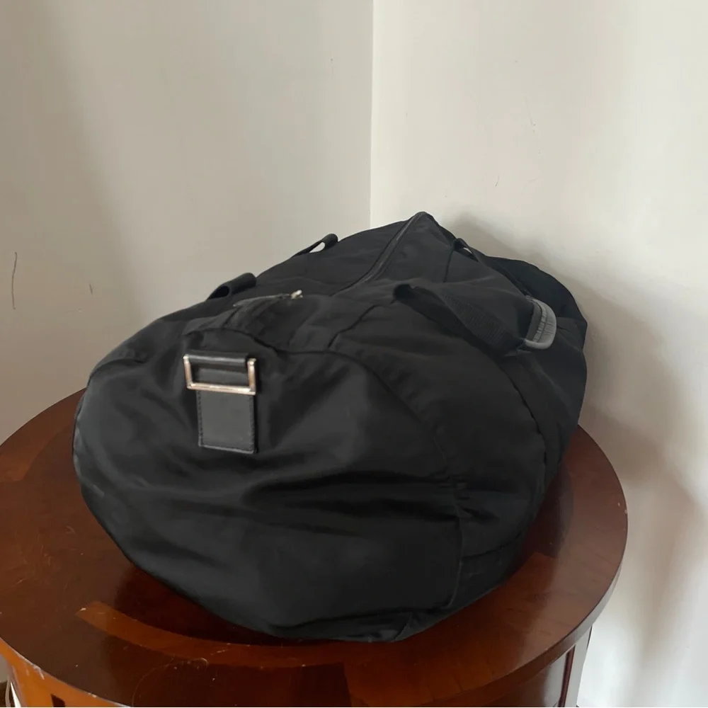 Prada Vintage Nylon Black Duffel Travel Bag Carry On Authentic Vintage - Picture 13 of 15